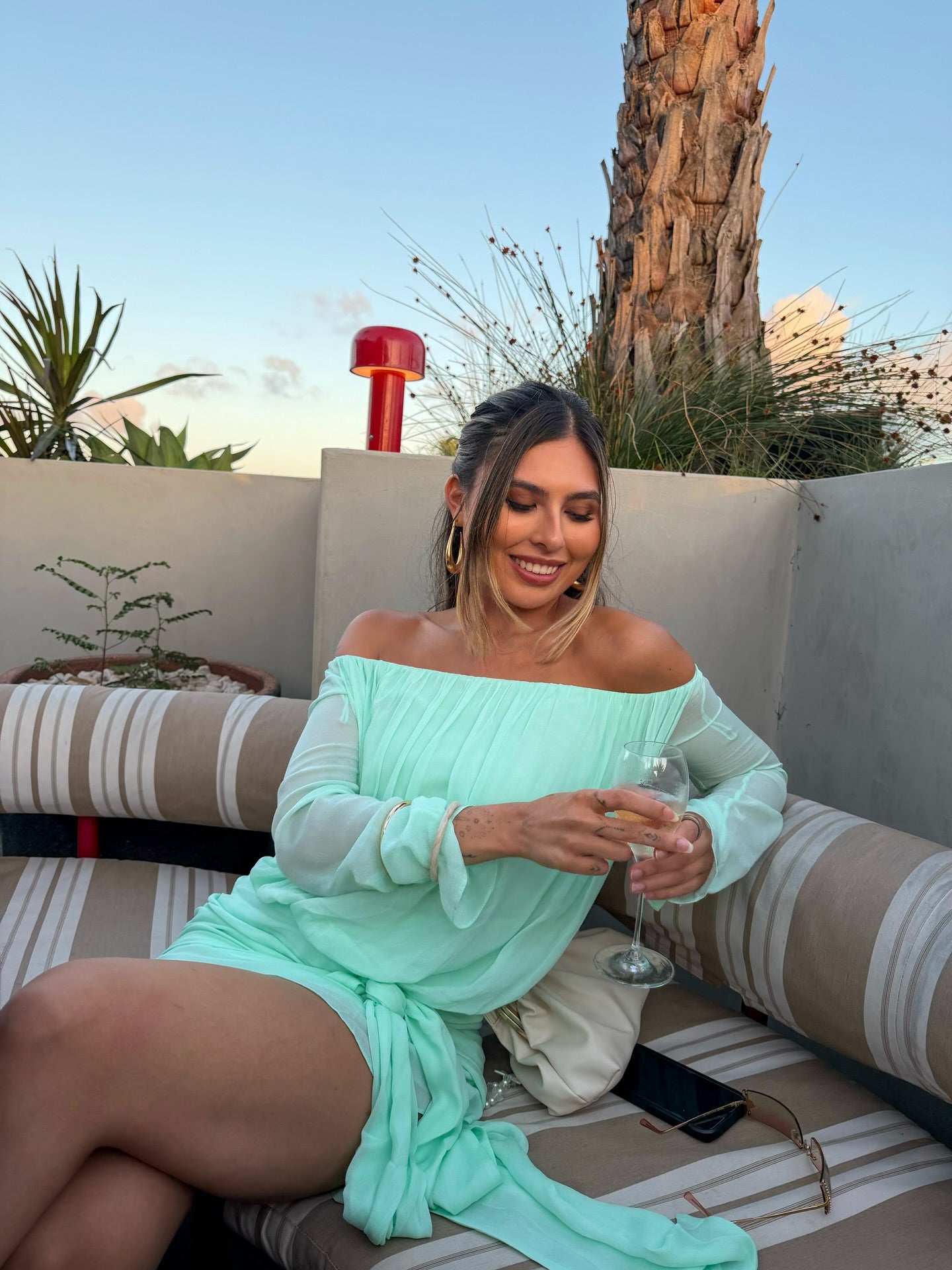 Benni Bernie Mini Dress (Bleached Aqua) in size 6