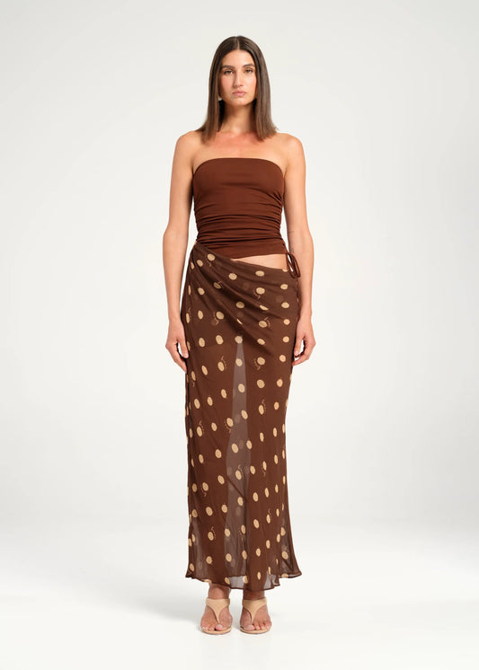 Benni - Roscoe Maxi Dress  (Brown Polka) in size 6