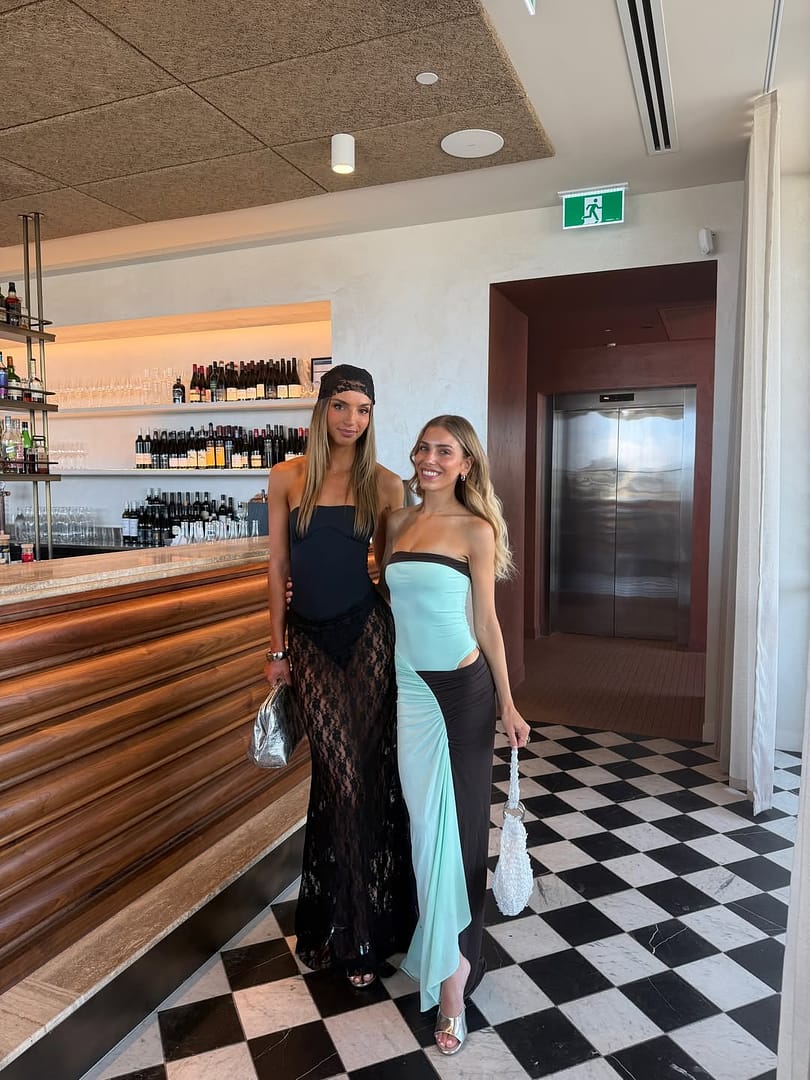 Benni Rumi Strapless Maxi – (Aqua / Chocolate) in size 10