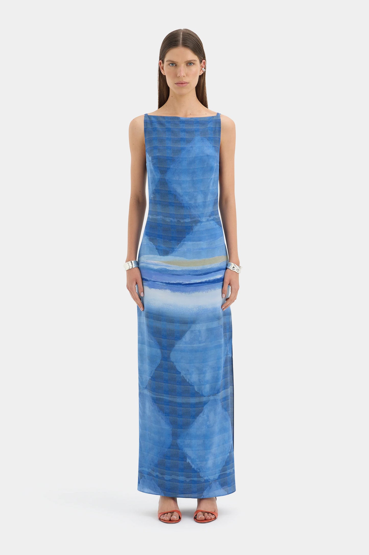 SIR - Isla Midi Dress (Blue Print) in size 0/6
