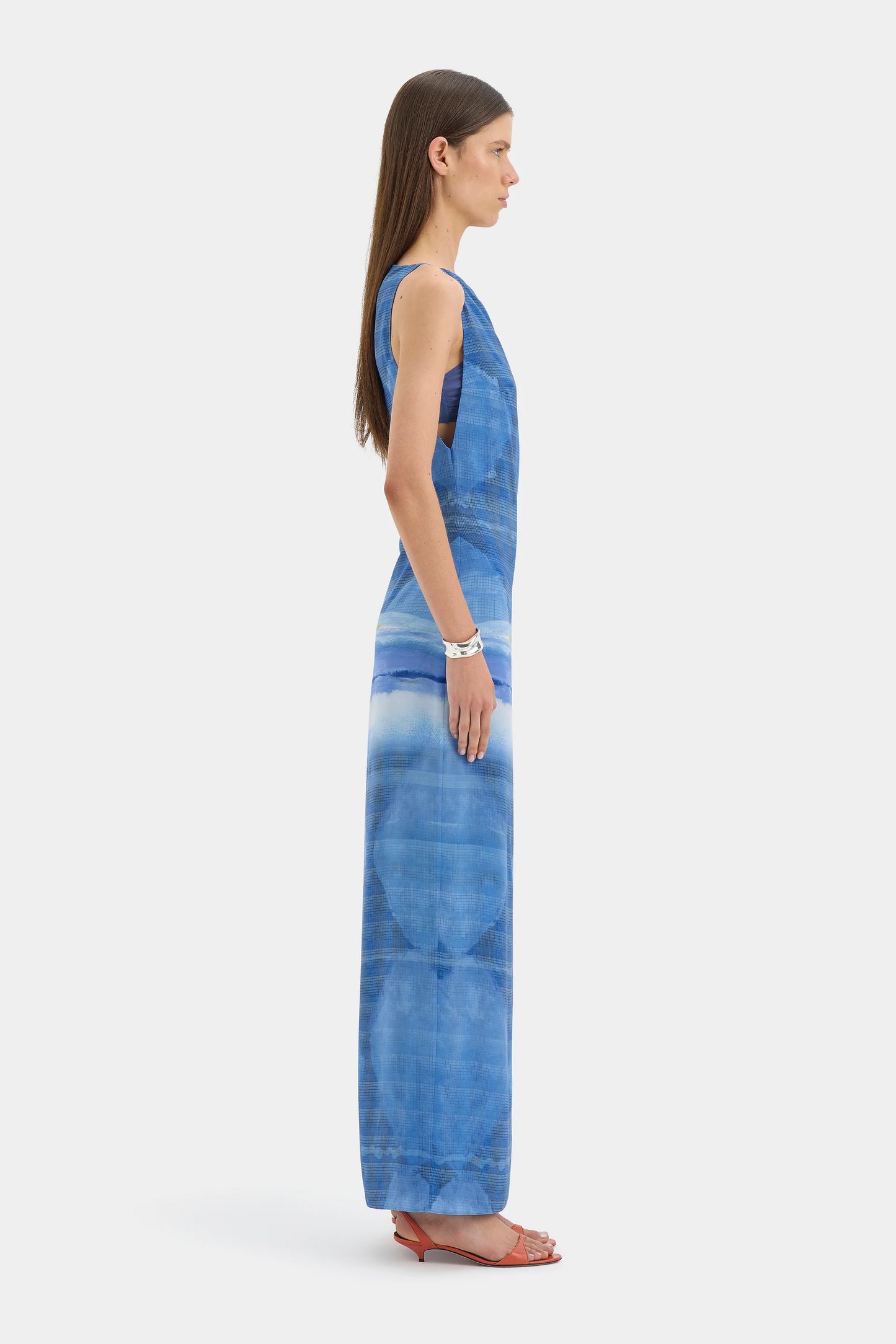 SIR - Isla Midi Dress (Blue Print) in size 0/6
