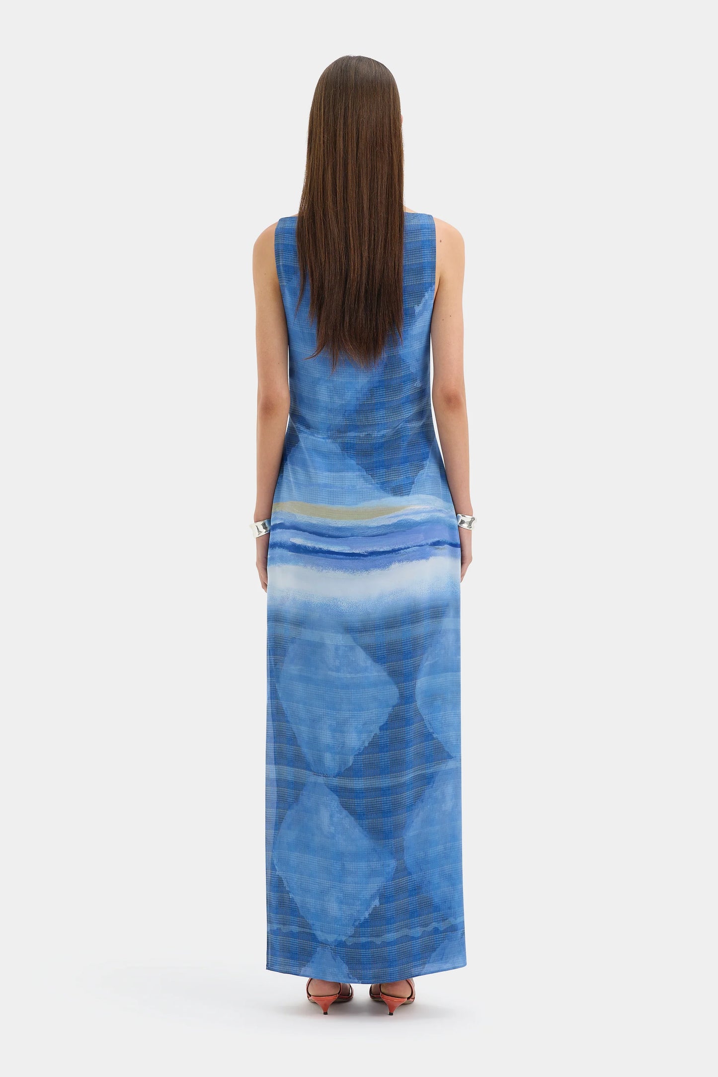 SIR - Isla Midi Dress (Blue Print) in size 0/6