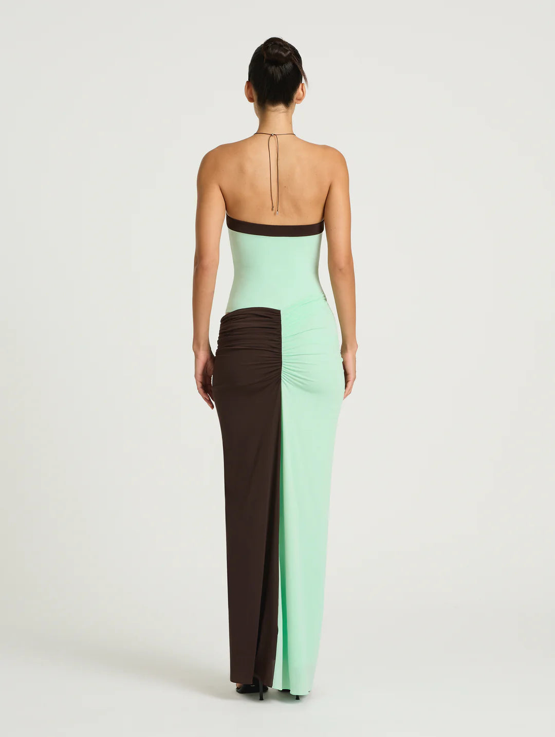 Benni Rumi Strapless Maxi – (Aqua / Chocolate) in size 10