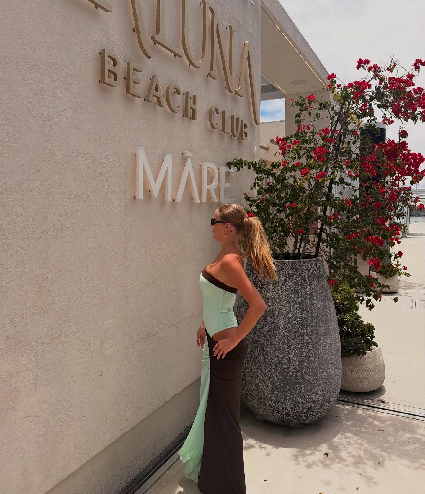 Benni Rumi Strapless Maxi – (Aqua / Chocolate) in size 10