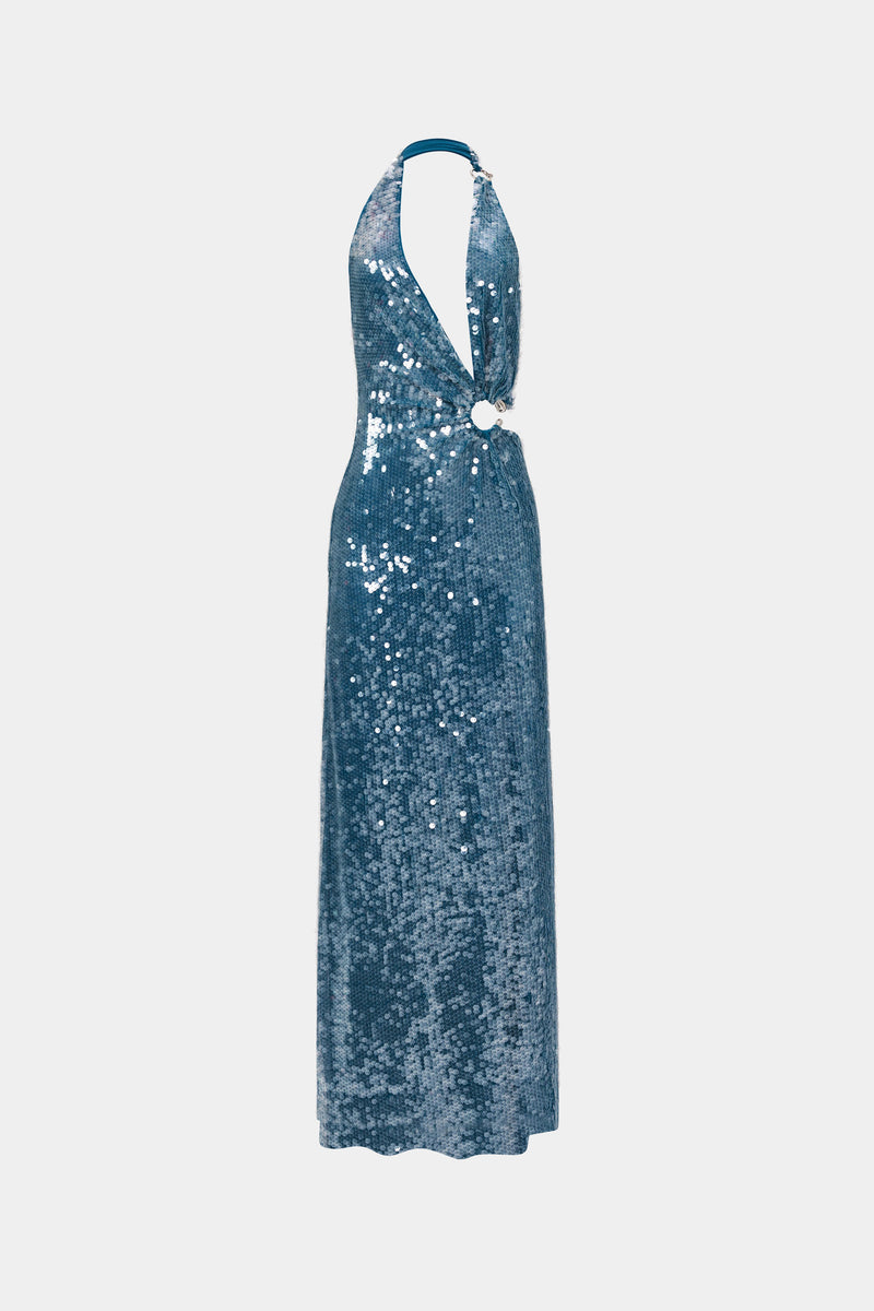 MISHA Devon Sequin Gown – (Teal) in Size S