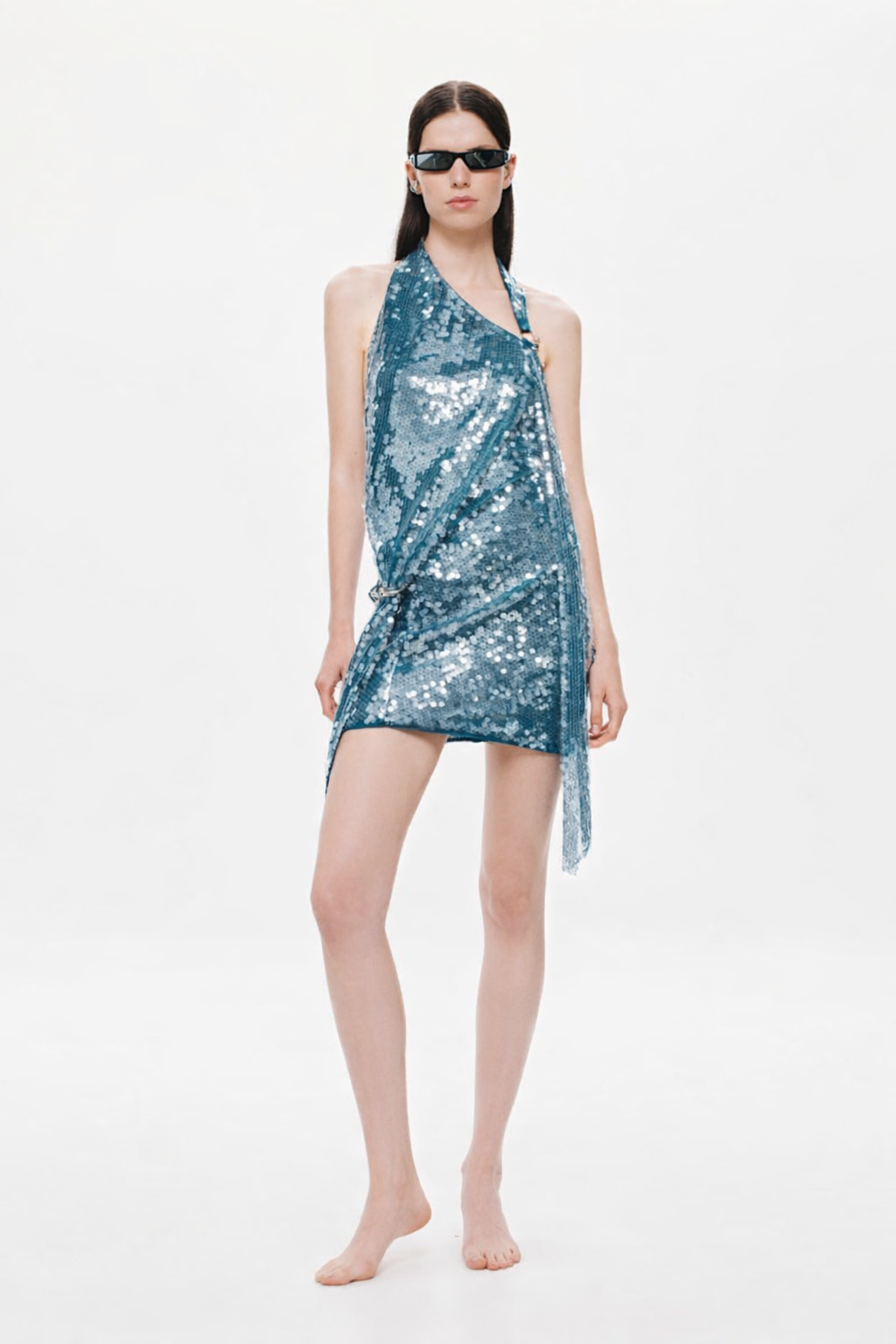 MISHA Riviera Sequin Mini Dress (Teal) in Size S