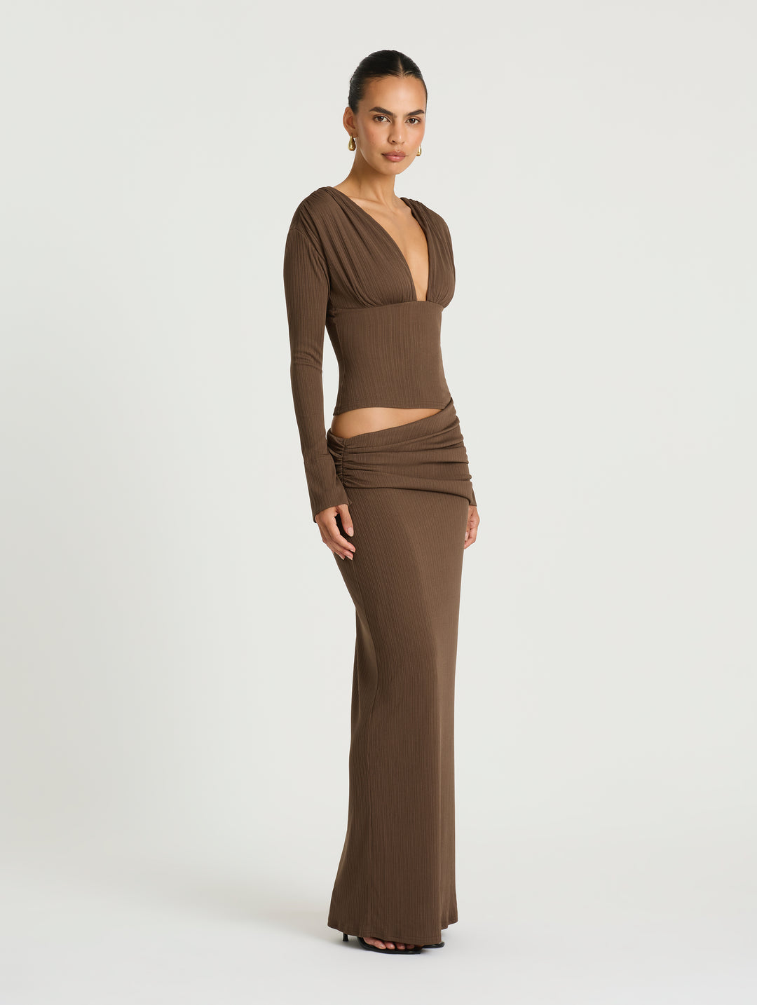 BENNI Agnes Maxi Dress (Chocolate) in Size 6