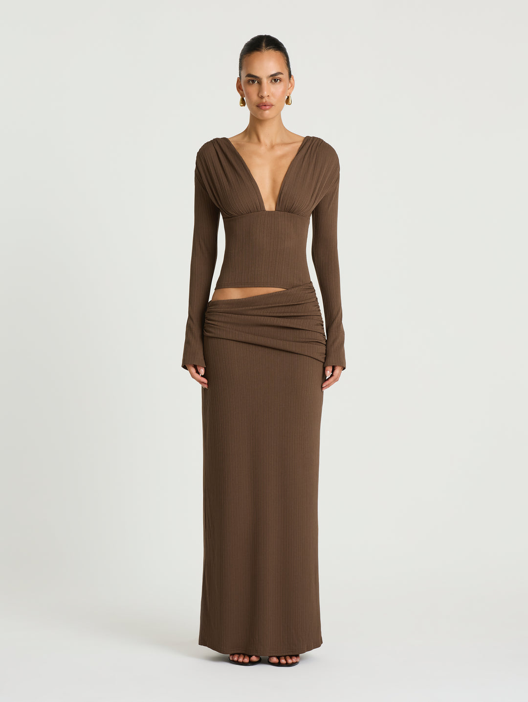 BENNI Agnes Maxi Dress (Chocolate) in Size 6