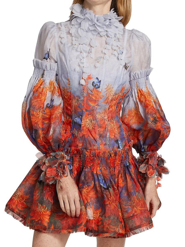 Zimmermann Botanica Mini Dress (Floral) in size 1 (8-10)