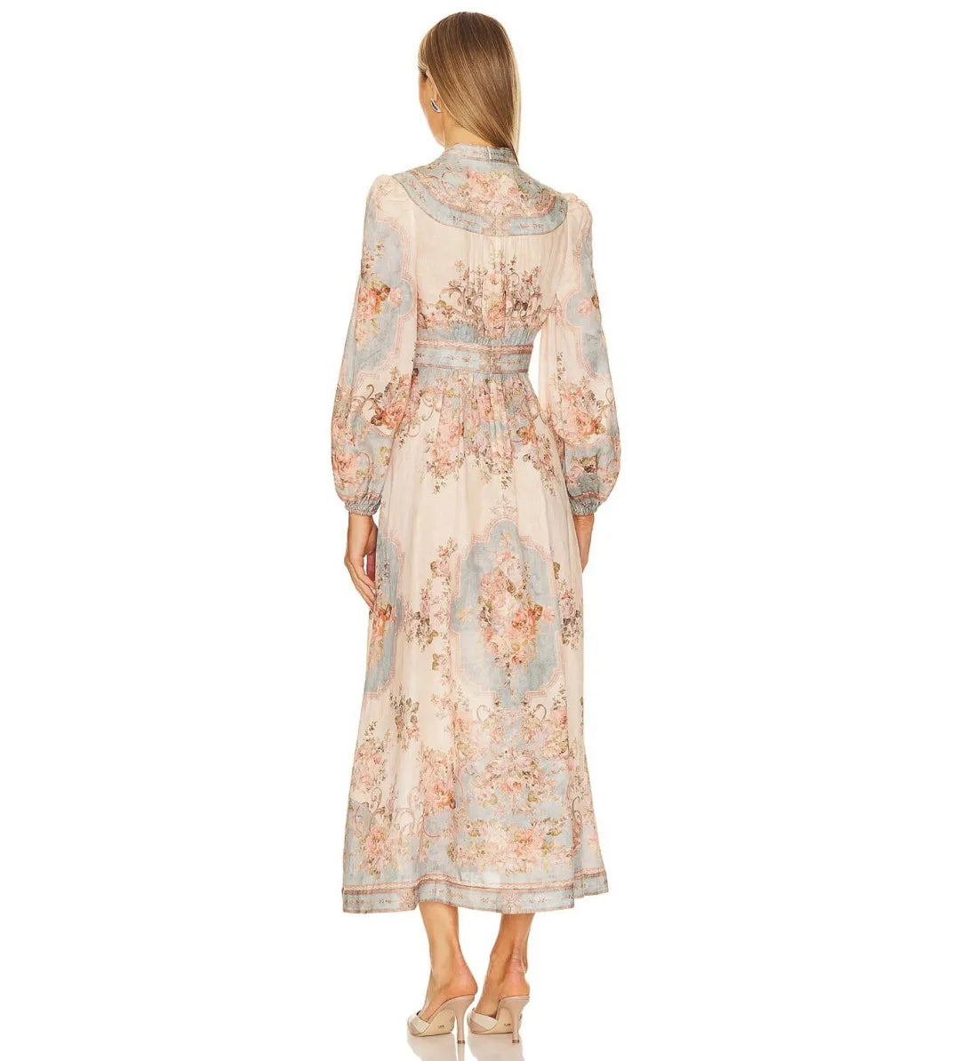 Zimmermann August Plunge Midi Dress (Floral) in size 0